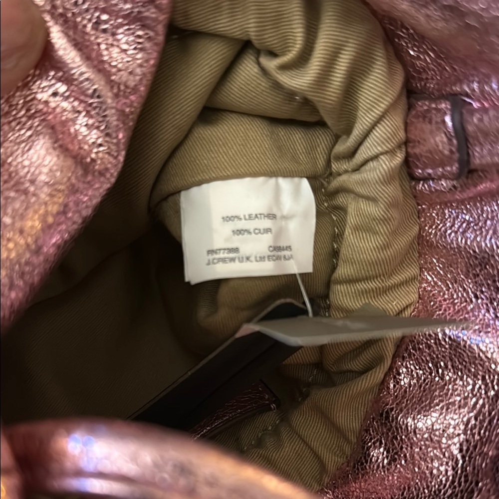 J.Crew NWT Metallic Leather Pink Mini Drawstring Pouch Bag - Picture 8 of 8